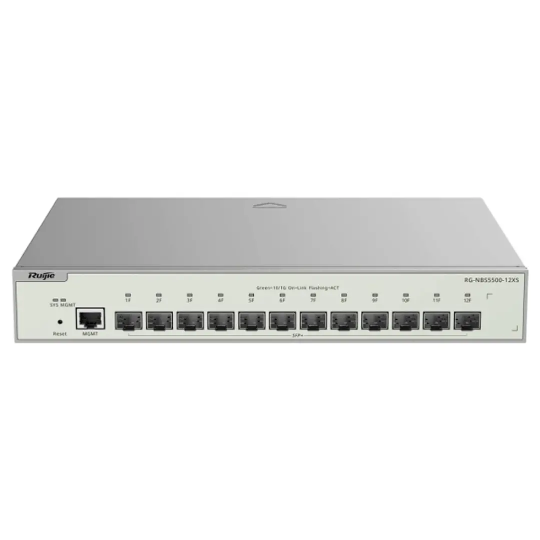Ruijie RG-NBS5500-12XS Switch Gestionado en Capa 3 - Puerto Mgmt 100Mbps - 12x SFP+ hasta 10Gbps - Fuente de Alimentacion Fija - Color Acero 1