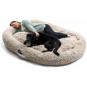 Innovagoods Cama Extragrande para Mascotas y Humanos - Bolsillo Lateral - Antideslizante - Facil Limpieza - Poliester - Ergonomico - Funda Extraible -