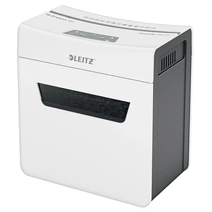 Leitz IQ Protect Premium 3M Destructora de Papel Manual Micro Corte P-5 - Destruye hasta 3 Hojas - Ultrasilenciosa - Papelera de 10L - Color Blanco/Gr