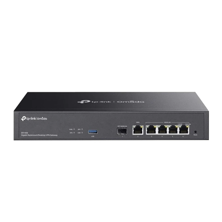 TP-Link Omada ER7406 Router - VPN - 4x1Gbps WAN/LAN - 1Gbps WAN - 1Gbps SFP - Balanceo de Carga - Carcasa de Acero - Gestion Centralizada en la Nube - 1