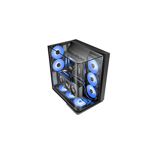 Mars Gaming MC-INFINIO Caja Torre ATX - 2 Ventiladores de 120mm FRGB - Cristal Templado Curvo Continuo - Montaje Vertical para GPU - 7 Ranuras de Expa