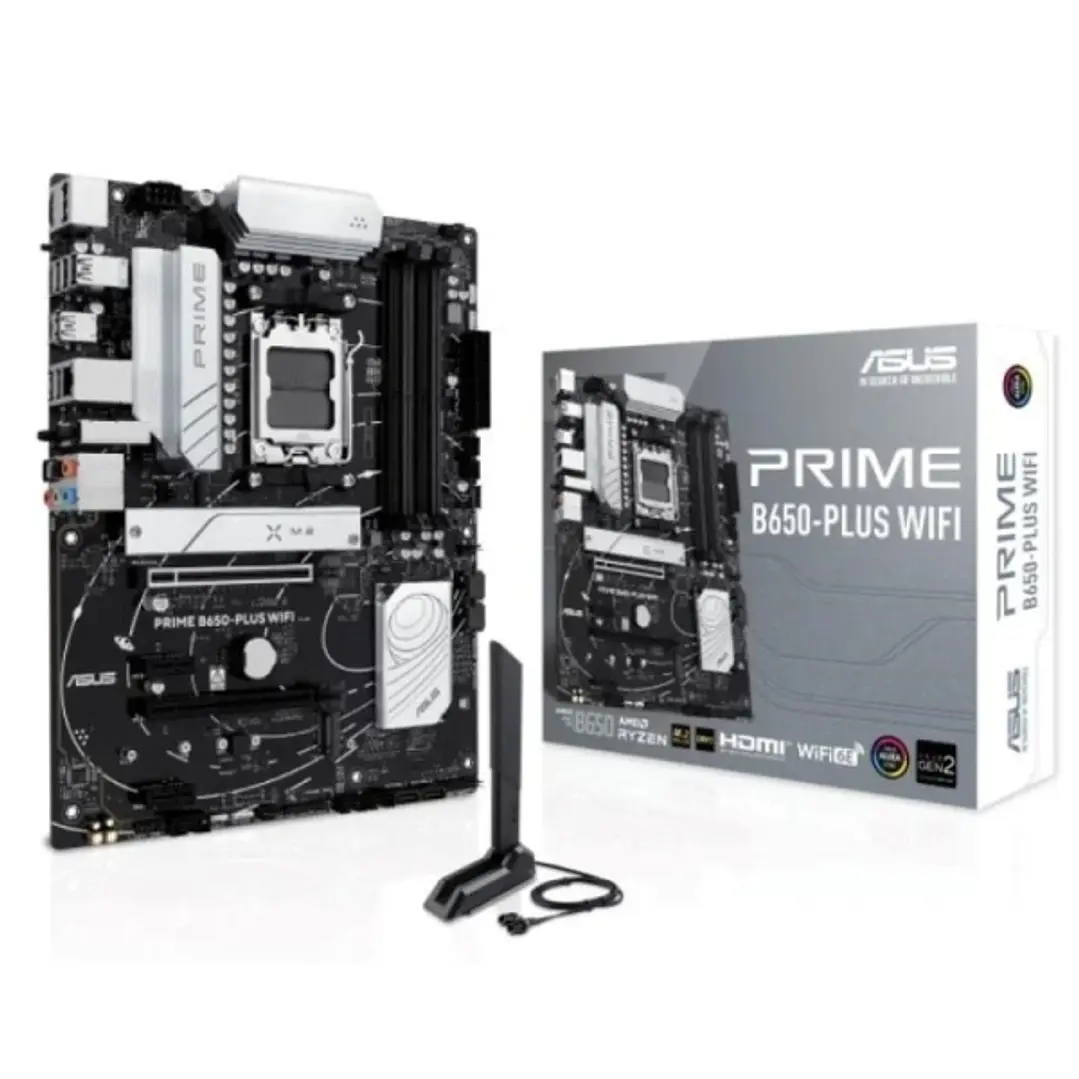 Asus Prime B650-PLUS WiFi Placa Base AMD5 4x DDR5 - WiFi, Bluetooth, HDMI, M.2, PCIe 4.0, 4x Sata III, USB 2.0, 3.2, RJ-45, DisplayPort, Factor ATX 1