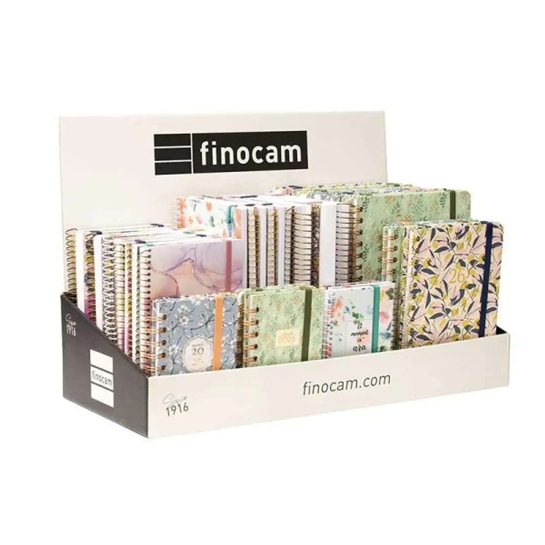 Finocam Trendy Expositor con 45 Agendas de Espiral Surtidas en Catalan - Anual 2026 - Color Surtidos 1