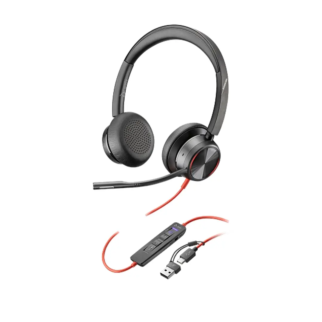 HP Poly Blackwire 8225 Auriculares con Microfono - Cancelacion de Ruido - USB-C/A -  ANC Hibrida Avanzada - Controles en Cable 1