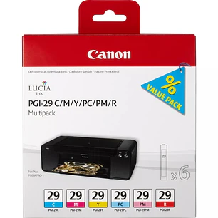 Canon PGI29 Pack de 6 Cartuchos de Tinta Originales - 4873B005