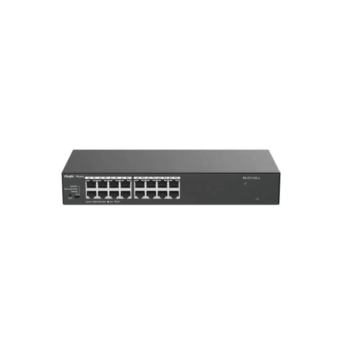 Ruijie RG-ES116G-L Switch No Gestionado - 16 Puertos Ethernet hasta 1Gbps - Carcasa de Acero - Color Negro 1