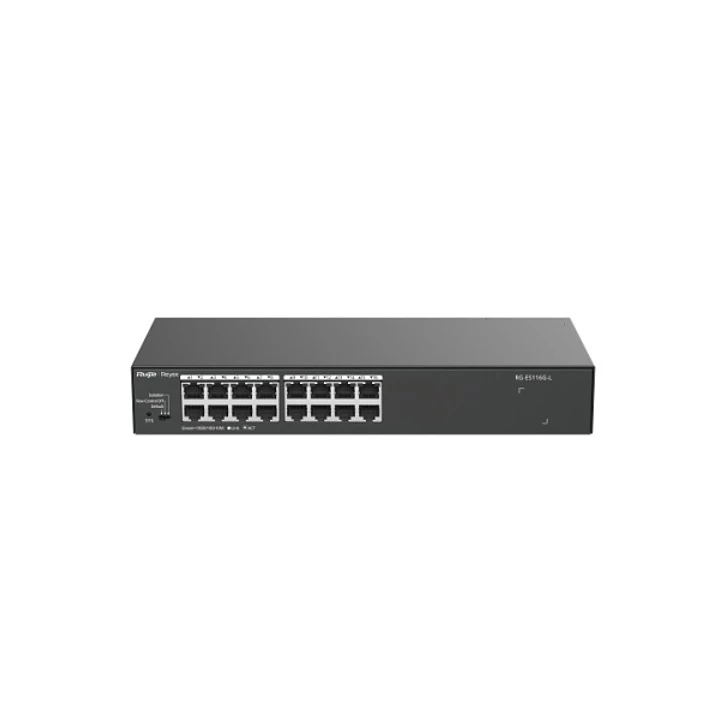 Ruijie RG-ES116G-L Switch No Gestionado - 16 Puertos Ethernet hasta 1Gbps - Carcasa de Acero - Color Negro 1