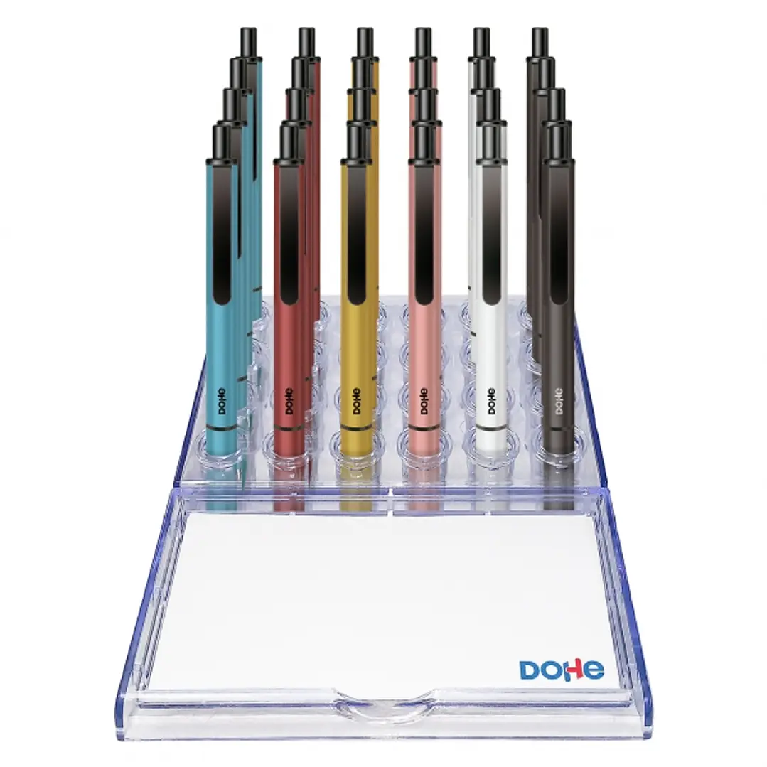 Dohe Elegance Expositor con 24 Boligrafos - Fabricados en  Aluminio - Tacto Soft - Colores Surtidos 1