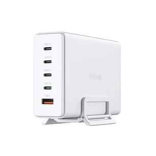 D-Link Cargador de Pared GaN de 240W - 4 USB-C y 1 USB-A - QC 4.0 - Color Blanco