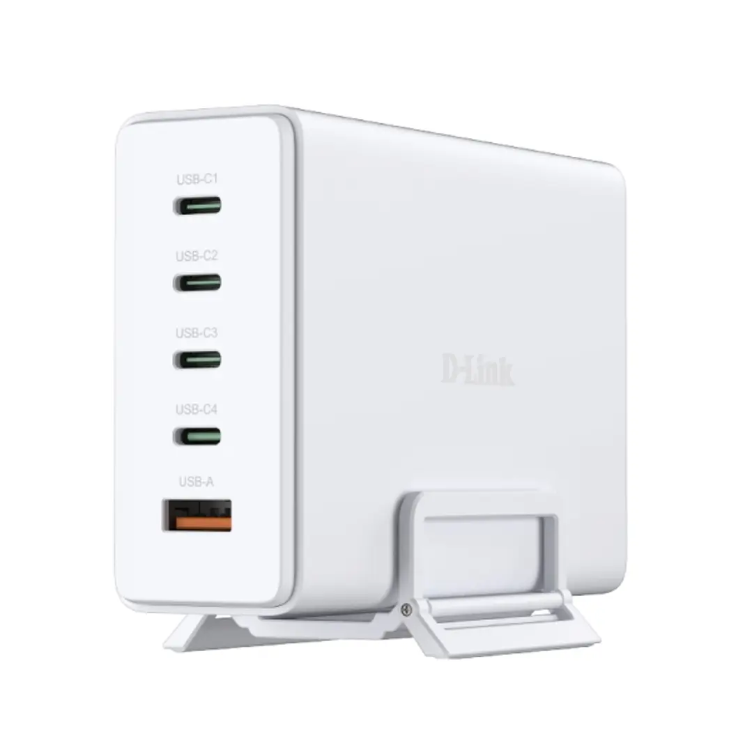 D-Link Cargador de Pared GaN de 240W - 4 USB-C y 1 USB-A - QC 4.0 - Color Blanco 1