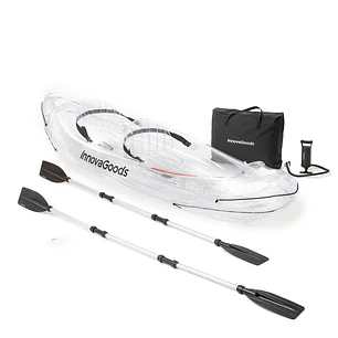 Innovagoods Kayak Inflable para 2 Personas - Bomba Manual - Soporta hasta 180kg - Incluye Accesorios - Bolsa de Transporte - 2 Remos Desmontables - 31