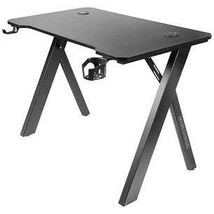 Mars Gaming MGD100RGB Mesa Gaming - Iluminacion RGB Control Remoto - Estructura Acero - Tablero Fibra de Carbono - Soportes Auriculares y Bebidas - Al