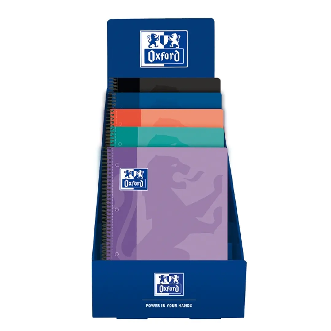 Oxford School Expositor con 25 Cuadernos de Espiral - Formato A4+ - Cuadricula 5x5mm - Tapa de Plastico - Anti Traspaso de Tinta - Digitalizacion de T 1