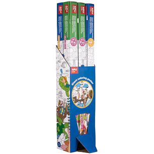 Apli Expositor de Posteres Gigantes para Pintar - Tamaño 180x96.5 mm - 6 Rollos con 2 Modelos: Mundo Marino y Bosque Magico - Ideal para Jugar en Grup