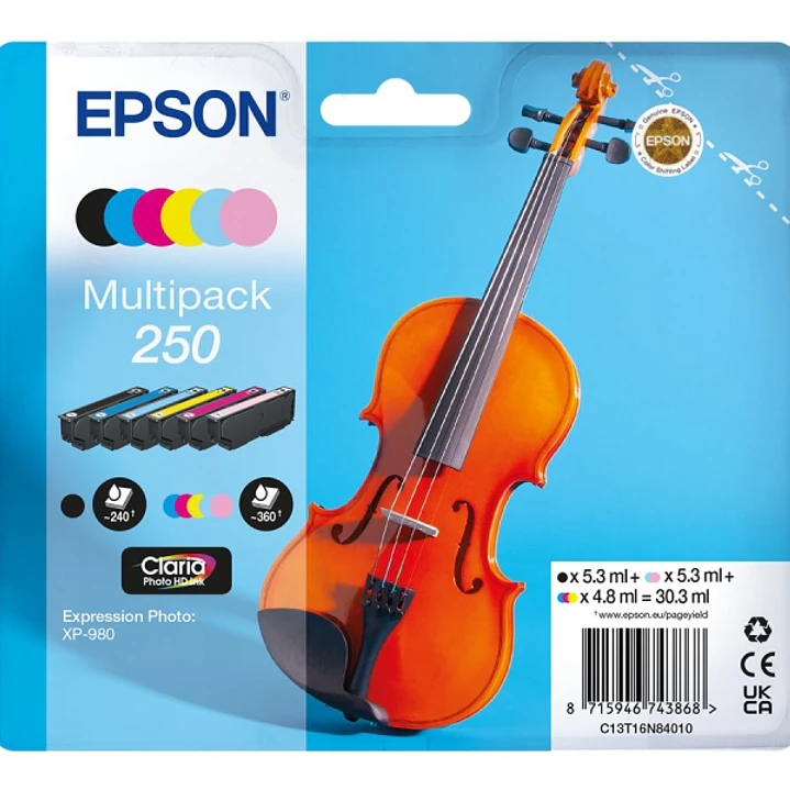 Epson 250 Pack de 6 Cartuchos de Tinta Originales - C13T16N84010 1