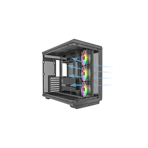 Mars Gaming MC-REV Caja Torre ATX - Tres Ventiladores ARGB - Doble Cristal Templado - Doble Camara - 7 Ranuras de Expansion - 423x278x443mm - Color Ne