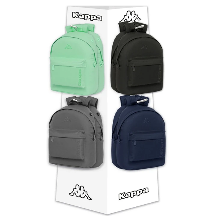 Safta Kappa Basics Expositor con 8 Ganchos para Mochilas - Carton Reciclado - 420x420x1600mm - Colores Surtidos 1
