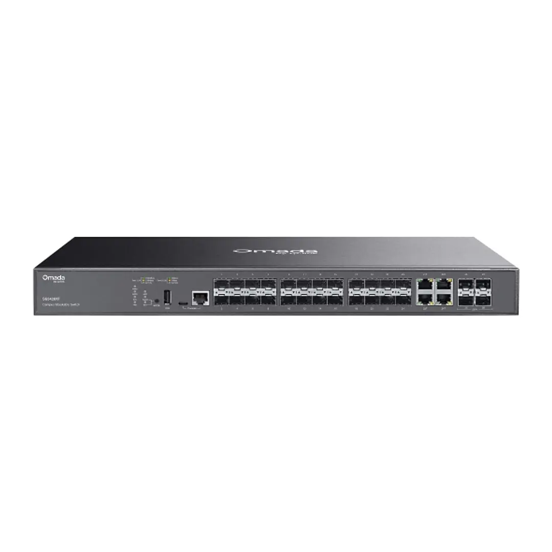 TP-Link Omada SG5428XF Switch 28 Puertos - Gestionable - 20xSFP - 4xRJ45/SFP Combo - 4xSFP+ 10Gbps - Conmutacion hasta 128Gbps - Color Negro 1