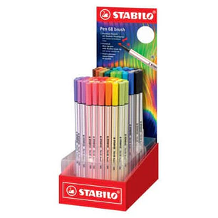 Stabilo Pen 68 Brush Arty Expositor de 80 Rotuladores - Punta de Pincel - Tinta a Base de Agua - Colores Surtidos
