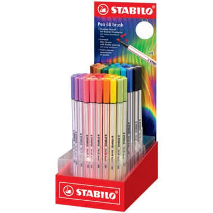 Stabilo Pen 68 Brush Arty Expositor de 80 Rotuladores - Punta de Pincel - Tinta a Base de Agua - Colores Surtidos 1