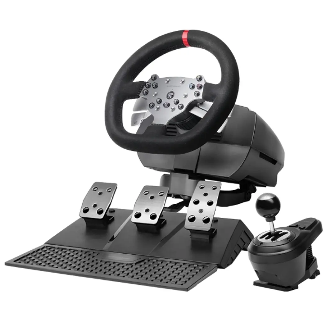 Mars Gaming MWH-RSX Juego de Volante y Pedalera de Carreras - Retroalimentacion de Fuerza 3.2Nm - 3 Pedales con Resistencia Progresiva - Palanca de Ca 1