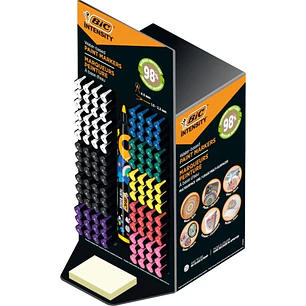 Bic Intensity Expositor de 120 Marcadores de Pintura - Punta Media - Tinta con Base de Agua - 98% de Materiales Reciclados - Colores Vivos Surtidos