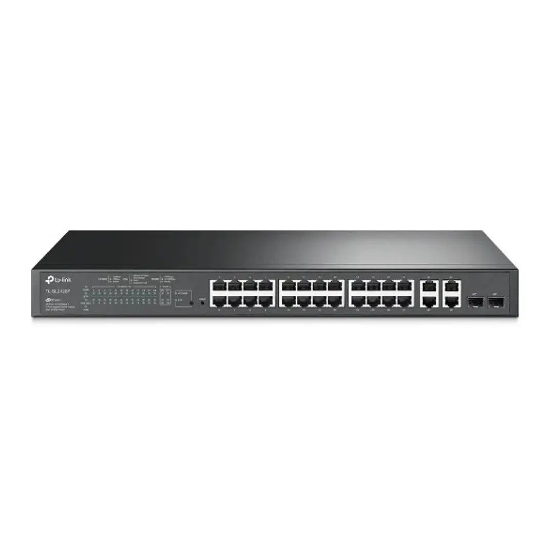 TP-Link Omada SL2428P Switch 30 Puertos - Gestionado - 24xRJ45 100Mbps - 4xRJ45 1Gbps - 2xRJ45/SFP 1Gbps - Soporta QOS - Montaje en Rack 1U - Color Ne 1