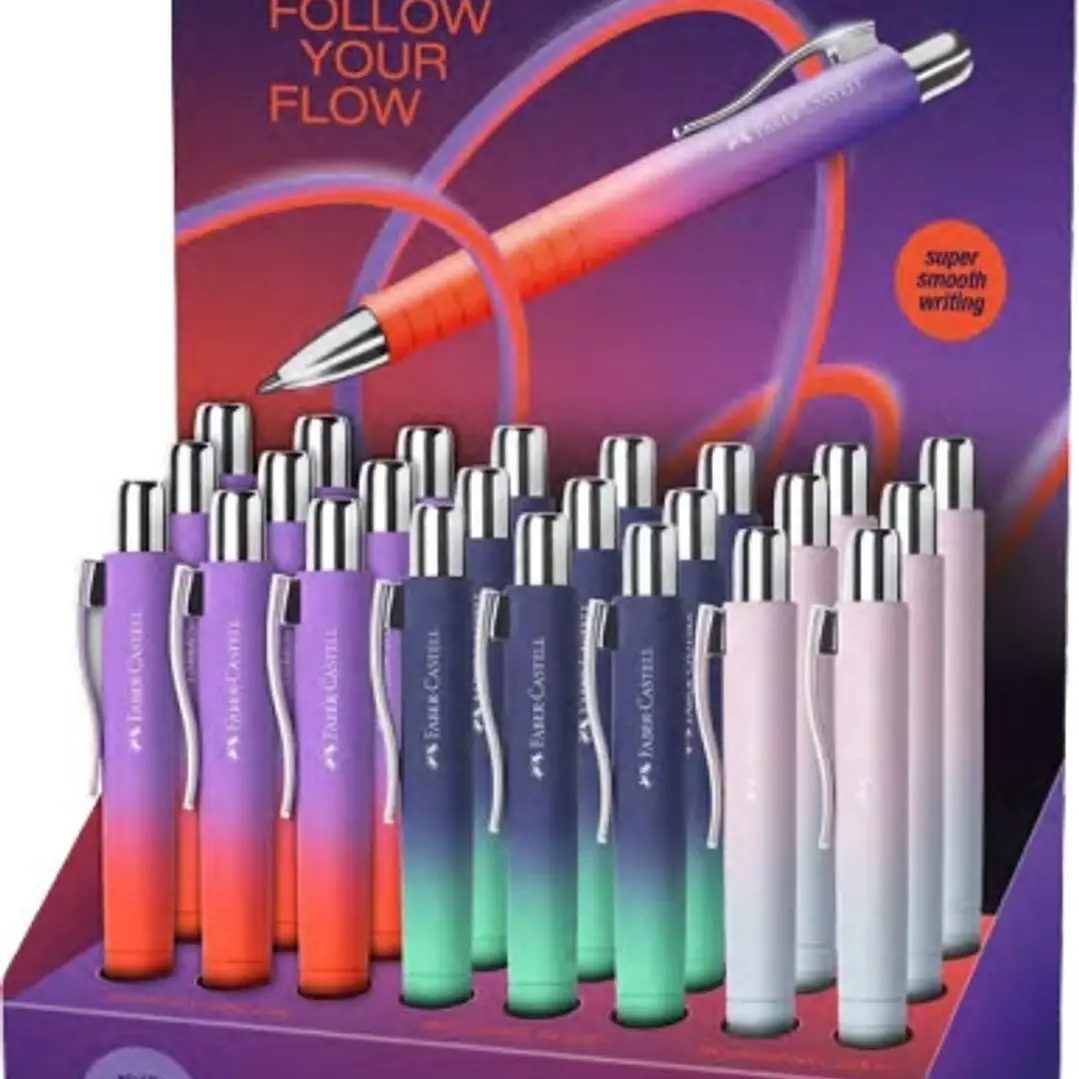 Faber-Castell Poly Ball Flow Edition Expositor con 24 Boligrafos Retractiles XB - Forma Triangular Ergonomica - Suave al Tacto - Colores Surtidos 1