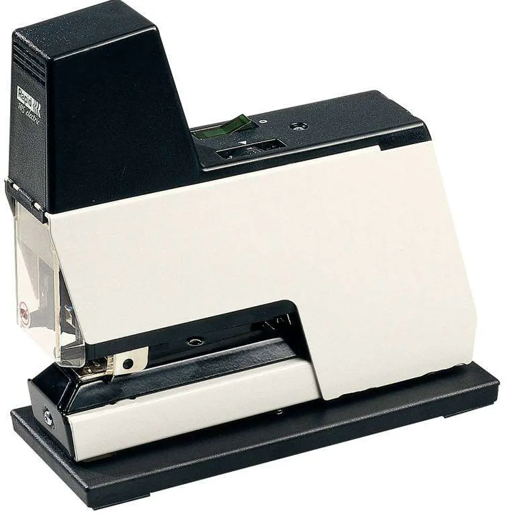 Rapid Classic 105E Grapadora Electrica - Hasta 50 Hojas - Grapas 66/6-8mm - Fuerza de Grapado Ajustable - Grapado Cerrado y Abierto - Color Blanco/Neg 1