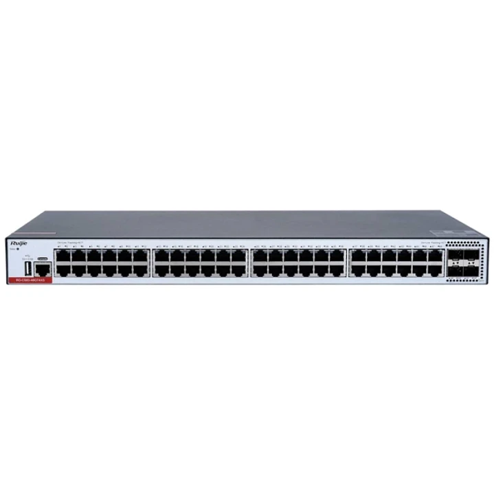Ruijie RG-CS83-48GT4XS Switch - 48 Puertos Ethernet hasta 1Gbps - 4x SFP+ hasta 10Gbps - Fuente de Alimentacion Fija - Color Negro y Gris 1