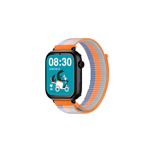 Savefamily Reloj Inteligente Smartwatch Infantil SaveWatch Plus con GPS y Llamada - IP67 - Boton SOS - Carcasa Negra - Correa Tela Naranja