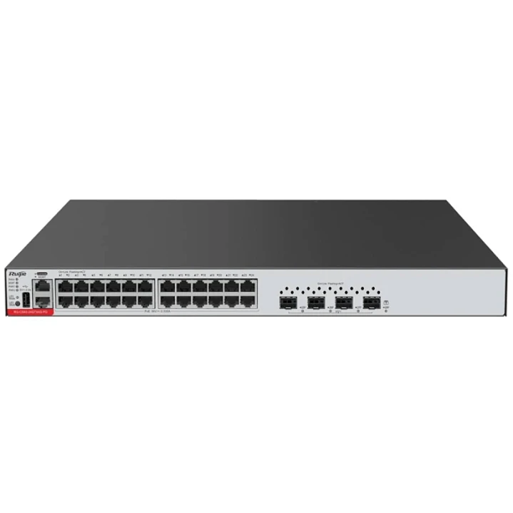 Ruijie RG-CS83-24GT4XS Switch - 24 Puertos Ethernet hasta 1Gbps - 4x SFP+ hasta 10Gbps - Fuente de Alimentacion Fija - Color Negro y Gris 1