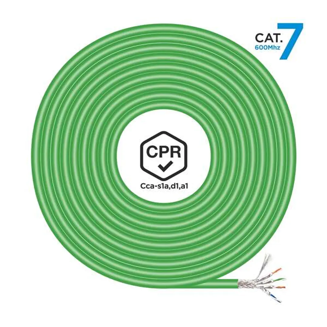 Aisens Bobina de Cable de Red RJ45 LSZH CPR Cca CAT.7 600 MHZ S/FTP AWG23 - 500M - Color Verde 1