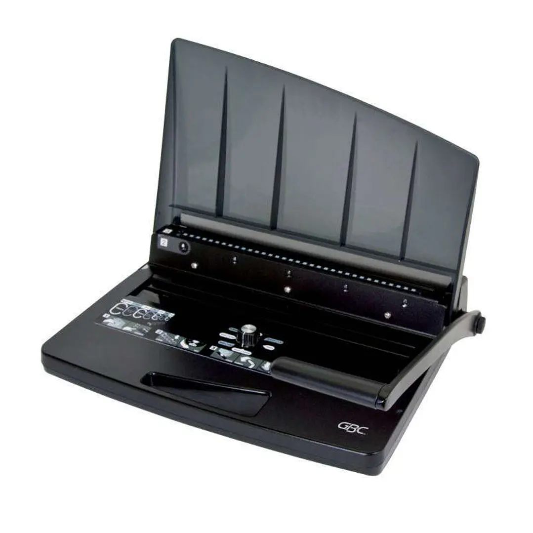 GBC Encuadernadora de Espiral Wirebind W15 - Capacidad de Perforacion 15 Hojas - Asa de Transporte - Mandos Sencillos y Faciles de Usar - Alambre de 1 1