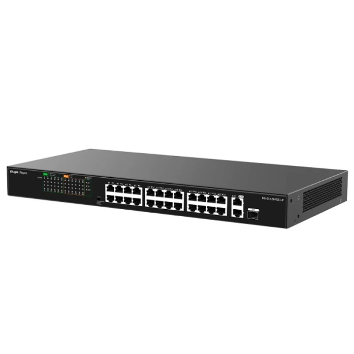 Ruijie RG-ES126FGS-LP Switch - 24 Puertos Ethernet hasta 100Mbps - 1X Uplink hasta 1Gbps - 1X Rj45/SFP Combo hasta 1Gbps - PoE/PoE+ hasta 180W - Carca 1