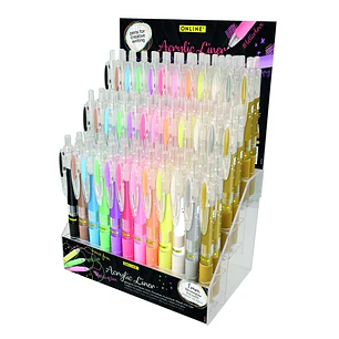 Online Expositor con 72 Boligrafos Retractiles - Tinta Acrilica - Punta Fina de 1mm - Colores Surtidos