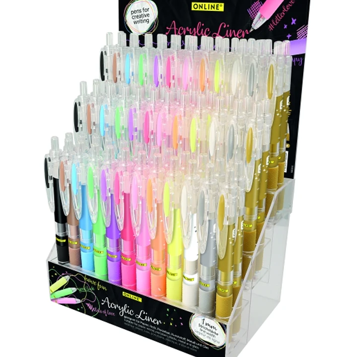 Online Expositor con 72 Boligrafos Retractiles - Tinta Acrilica - Punta Fina de 1mm - Colores Surtidos 1