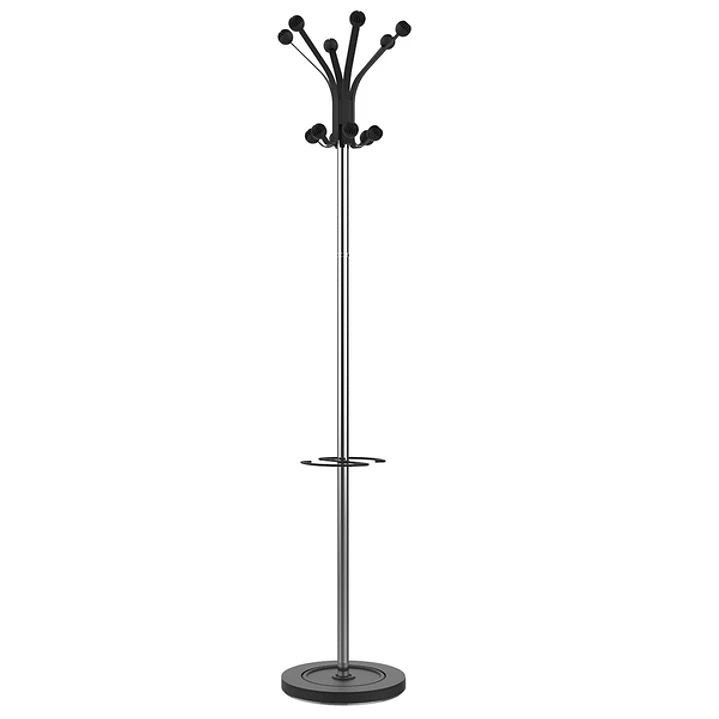 Unilux Perchero Hakea - Elegante Diseño en Negro y Cromado - Resistente y Duradero - Ideal para Colgar Abrigos y Accesorios 1