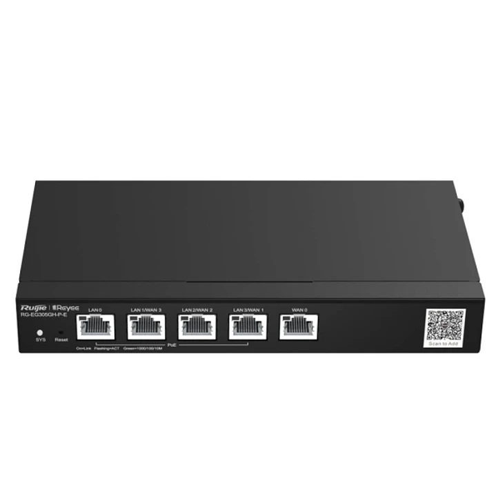 Ruijie RG-EG305GH-P-E Router de Sobremesa - 5 Puertos - 4x PoE+ 60W - Velocidad hasta 1.5Gbps - Capacidad hasta 300 Usuarios - Gestion en la Nube - Co 1