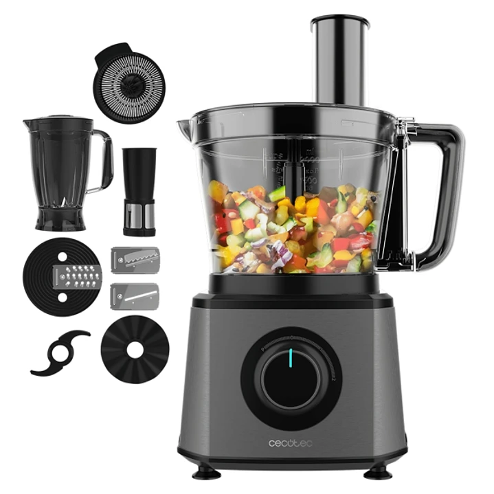 Cecotec FoodProcessor Paprika 2000 Full Procesador de Alimentos - 2000W - Bowl de 3.5L - Jarra de 1.8L - Filtro - Exprimidor - Discos y Cuchillas Vari 1