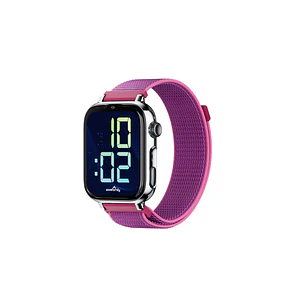 Savefamily Reloj Inteligente Smartwatch Infantil SaveWatch Plus 2 - Pantalla Amoled - Carcasa Plateada - Correa Tela Frambuesa