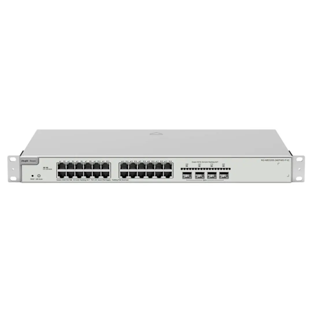 Ruijie RG-NBS3200-24GT4XS-P-V2 Switch Gestionado en Capa 2 - Montaje en Rack 1U - 24 Puertos Ethernet hasta 1Gbps - 4x SFP+ hasta 10Gbps - PoE/PoE+ ha 1