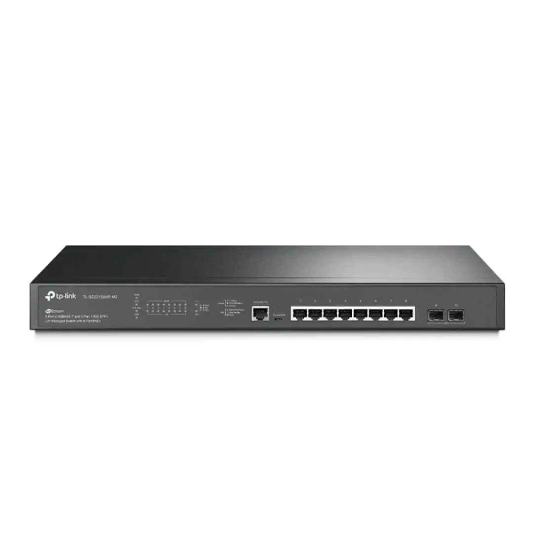 TP-Link Omada SG3210XHP-M2 Switch 10 Puertos - Gestionado - 8xRJ45 2.5Gbps - 2xSFP 10Gbps - Soporta QOS - Conmutacion hasta 80Gbps - 2 Ventiladores In 1