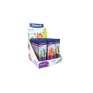 Pelikan Erase2.0 Expositor con 96 Boligrafos Borrables - 60 Blisters de Boligrafos - 36 Blisters con 2 Recambios - Colores Surtidos