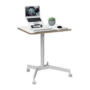 Leitz Ergo Escritorio Compacto Unipersonal para Trabajar Sentado o de Pie - Escritorio de 80x60x2,5cm - Ruedas Giratorios con Bloqueo - Color Blanco