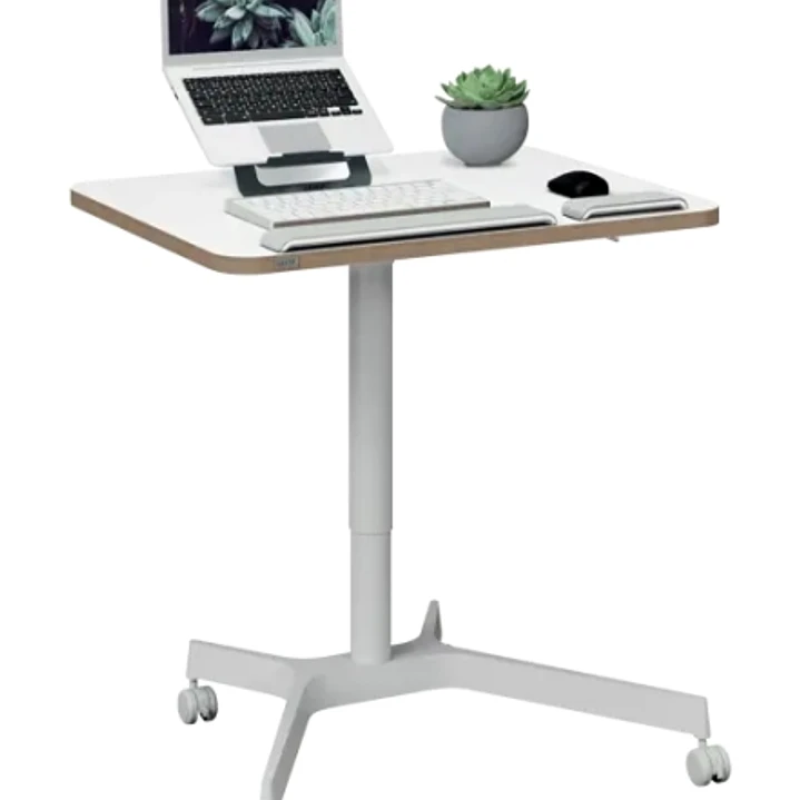 Leitz Ergo Escritorio Compacto Unipersonal para Trabajar Sentado o de Pie - Escritorio de 80x60x2,5cm - Ruedas Giratorios con Bloqueo - Color Blanco 1