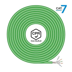 Aisens Bobina de Cable de Red RJ45 LSZH CPR Cca CAT.7 600 MHZ S/FTP AWG23 - 305M - Color Verde