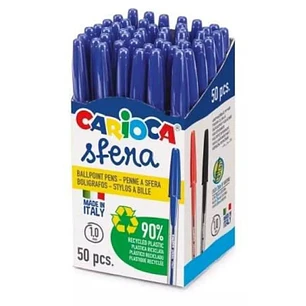 Carioca Sfera Boligrafos - Punta Ø 1mm - Escritura Super Deslizante - Fabricado con 90% de Plastico Reciclado - Color Azul
