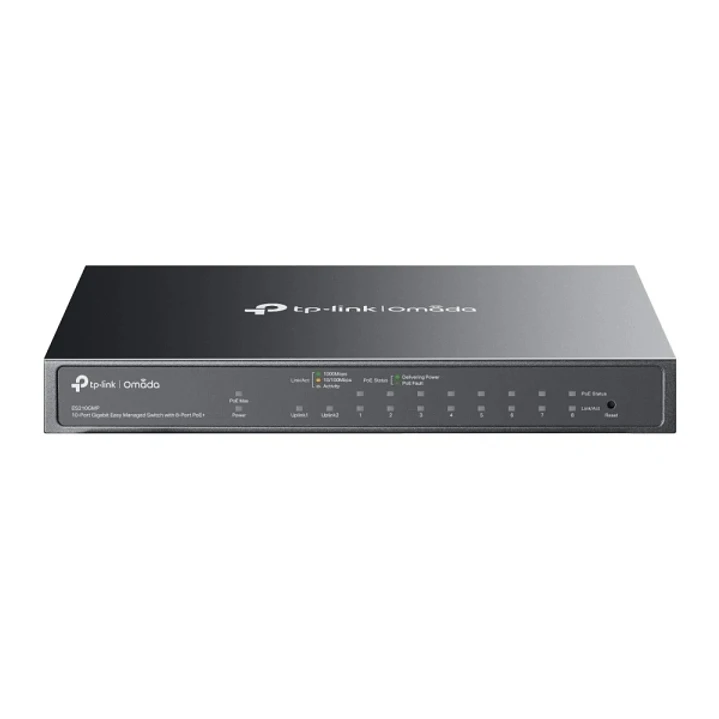 TP-Link Omada ES210GMP Switch 10 Puertos - Alcance hasta 250m con Cable - 8xRJ45 PoE+ 1Gbps - 1xRJ45 1Gbps - 1xRJ45/SFP Combo - Soporta QOS - Conmutac 1