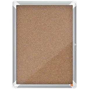 Nobo Vitrina para 4 Hojas A4 con Superficie de Corcho - 532x692x37mm - Puerta de Cristal de Seguridad - Marco de Aluminio - Color Natural